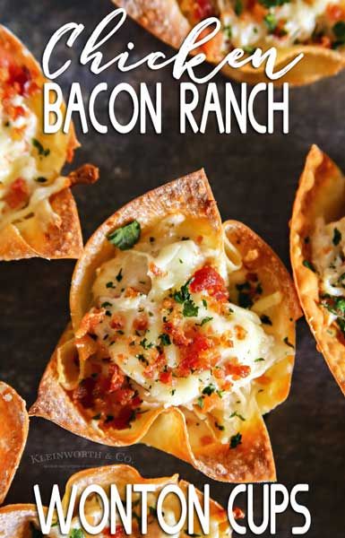 Ranch Wonton Cups, Wonton Wrapper Recipes Appetizers, Wonton Bites, Wonton Cups Appetizers, Wonton Wrapper Recipes, Chicken And Bacon, Wonton Cups, Wonton Recipes, Best Appetizer Recipes