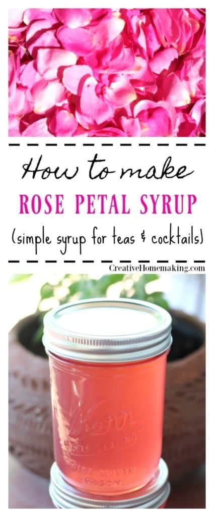 Rose Simple Syrup, Rose Syrup Recipe, Simple Syrup Recipe, Rose Simple, Rose Syrup, Edible Flowers Recipes, How To Make Rose, Cocktail Syrups, Rose Recipes