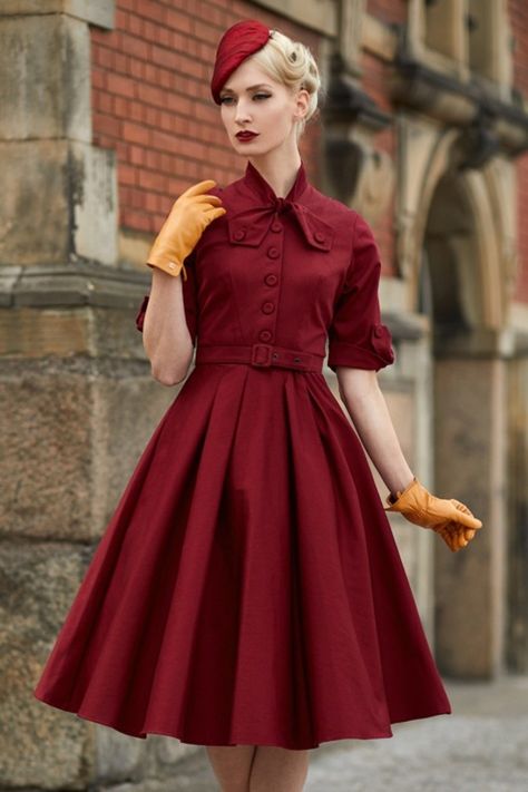 1940s Plus Size Clothing: Dresses History 40s Lea Swing Dress in Wine £98.49 AT vintagedancer.com 40s Clothes, 1940s Party Dress, 1940’s Dress, 40s Dresses, Vintage Plus Size Fashion, 40s Mode, 1940s Vintage Dresses, 40s Style Dresses, 40s Outfits