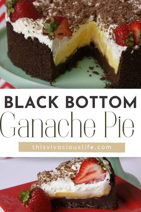 This black bottom pie recipe is rich, decadent, and oh so delicious! This is one special treat that everyone will love. Black Bottom Pie Recipe, Pie With Chocolate Crust, Black Bottom Pie, Ganache Pie, Cookbook Inspiration, Possum Pie, Silk Pie, Thanksgiving 2022, Gingersnap Crust