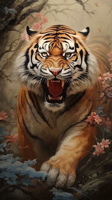 Tiger Artwork, Tiger Pictures, Bulldog Art, Tiger Art, Tiger Tattoo, A Tiger, The Tiger, Big Cats, Tigers