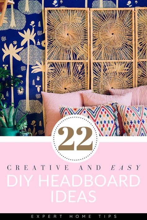 22 EASY & creative DIY headboard ideas (that won't break the bank!)  - Expert Home Tips Diy Headboard Ideas Easy, Affordable Headboards, Diy King Headboard, Bed Headboard Ideas, Cheap Headboard, Cheap Diy Headboard, Diy Headboard Ideas, Headboard Alternative, Faux Headboard