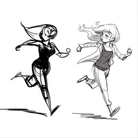 Here’s a glimpse of how many of my photoshop... Drawing Movement, Ako Kresliť, Running Drawing, Running Illustration, Running Pose, Running Art, Character Design Cartoon, Cartoon Girls, 캐릭터 드로잉