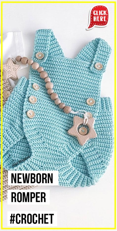 crochet Comfy Newborn Romper easy pattern - Easy Crochet Romper Pattern for Beginners. Click to Get the Pattern #Romper #crochetpattern #crochet via @shareapattern.com Crochet Romper Free Pattern, Crochet Romper Baby Free Pattern, Crochet Baby Romper Free Pattern, Crochet Baby Boy Clothes, Crochet Romper Pattern, Newborn Crochet Patterns Free, Baby Romper Pattern Free, Crochet Baby Clothes Boy, Crochet Baby Romper