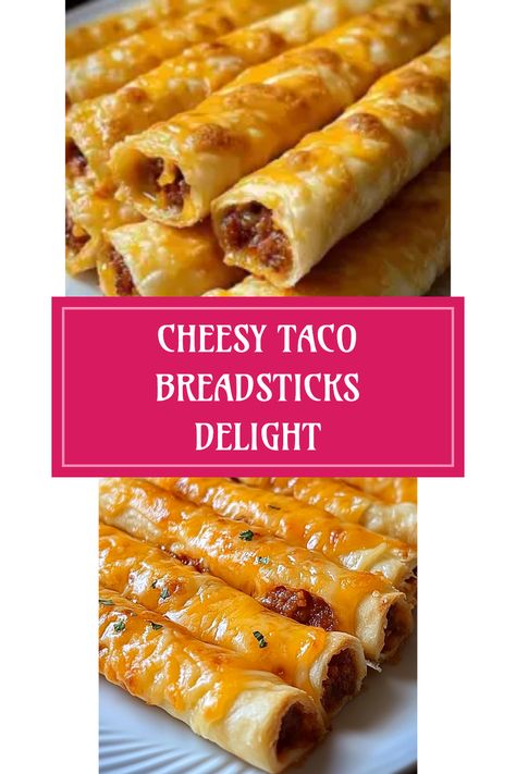 These Cheesy Taco Breadsticks are the ultimate comfort food you've been dreaming of! Packed with all the savory flavors you love from taco night, and topped off with a cheesy twist, they are perfect for snacking, appetizers, or weekend gatherings. Whether you're entertaining friends or enjoying a cozy night in, these breadsticks are sure to impress. Imagine dipping them in your favorite salsa or guacamole for an unbeatable flavor experience. Get ready for a flavor fiesta that’s easy to make and oh-so-satisfying! Cheese Taco Sticks, Twist On Taco Night, Cheesy Taco Breadsticks, Taco Pop Tarts, Easy Mexican Finger Foods, Baked Cheesy Taco Sticks, Taco Cones Recipe, Taco Breadsticks, Mexican Finger Foods