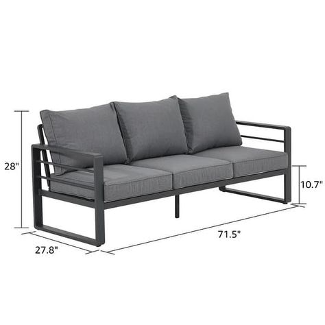 Outdoor Aluminum 3 Seater Sofa with Cushion - On Sale - Bed Bath & Beyond - 37190171 Iron Sofa, Summer House Interiors, Iron Patio Furniture, Metal Sofa, Outdoor Sofas, Ceiling Design Modern, Metal Furniture Design, Living Room Sofa Design, House Interiors