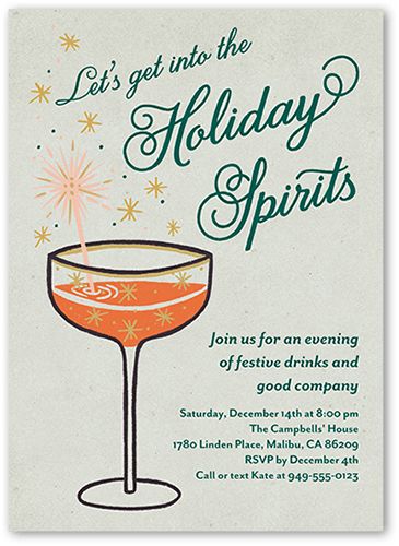 Retro Cocktail 5x7 Stationery Card by Yours Truly | Shutterfly Girly Holiday Party, Christmas Cocktail Party Invitations, Corporate Holiday Party Themes, Vintage Christmas Party Invitations, Holiday Wine Tasting, Fall Cocktail Party, Fancy Holiday Party, Vintage Christmas Party, Cocktail Party Themes