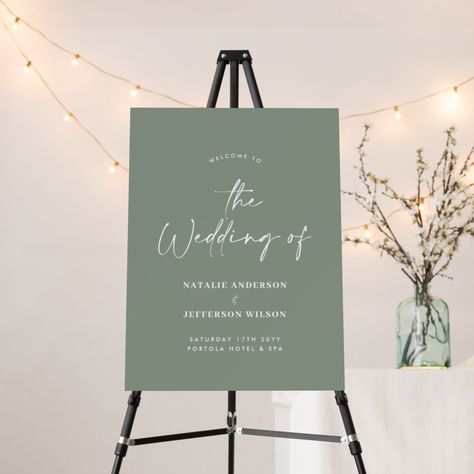 Blue Wedding Receptions, Forest Green Wedding, Night Before Wedding, Light Blue Wedding, Dusty Sage, Sage Green Wedding, Dusty Blue Weddings, Minimal Wedding, Wedding Welcome Sign