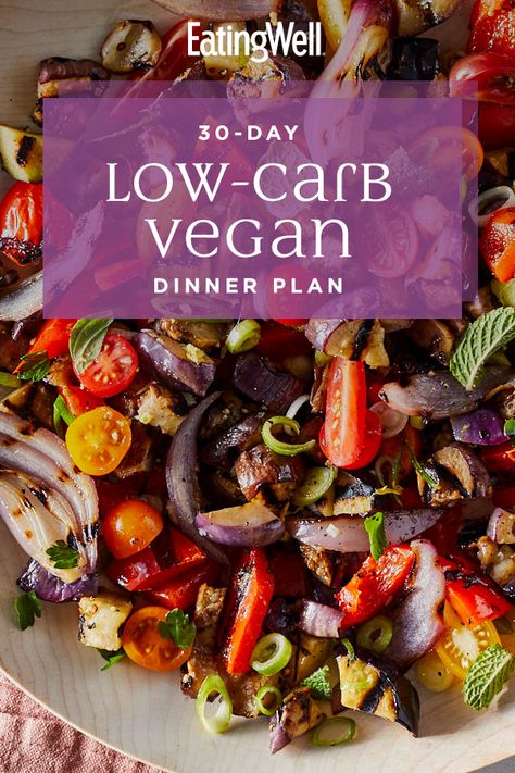 We pulled together 30 days of low-carb vegan dinner recipes that are low in carbs but not so low that you'll miss out on all the benefits that carb-containing foods deliver—namely fiber. #mealplan #mealprep #healthymealplans #mealplanning #mealplanideas #healthyrecipes Low Carb High Protein, Low Carb Vegetarian Recipes, Boiled Egg Diet Plan, Keto Vegan, High Protein Vegan, Low Carb Vegan, Low Carb Vegetarian, Low Carb Diet Recipes, Dinner Plan