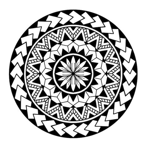 Vector polynesian circle tattoo design a... | Premium Vector #Freepik #vector #ethnic #polynesian #maori #tribal Maori Circle Tattoo Design, Round Polynesian Tattoo, Polynesian Compass Tattoo, Compass Mural, Maori Shoulder Tattoo, Circle Tattoo Design, Polynesian Tattoo Design, Initial Tattoos, Polynesian Tattoo Sleeve