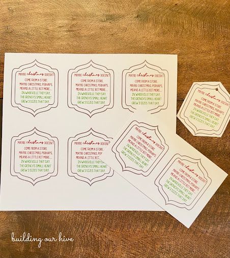 Grinch Name Tags, Help The Grinch Grow His Heart, Grinch Food Labels, Grinch Kisses Tag, Grinch Candy Cane Tags Free Printable, Grinch Heart Grew, Grinch Heart, Grinch Cookies, Heart Gift Tags