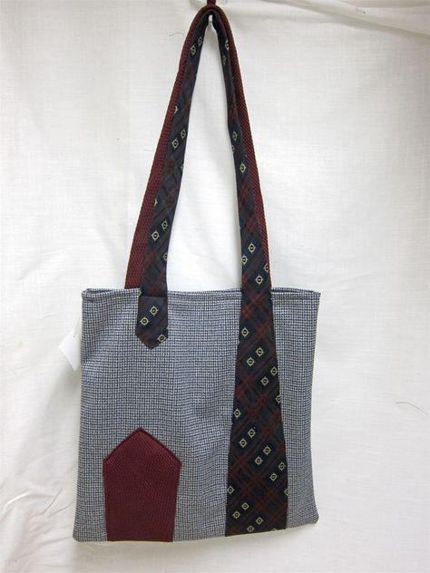 Necktie Bag, Necktie Purse, Tie Purse, Mens Ties Crafts, Tas Denim, Blue Jean Purses, Necktie Crafts, Tie Ideas, Jean Purses