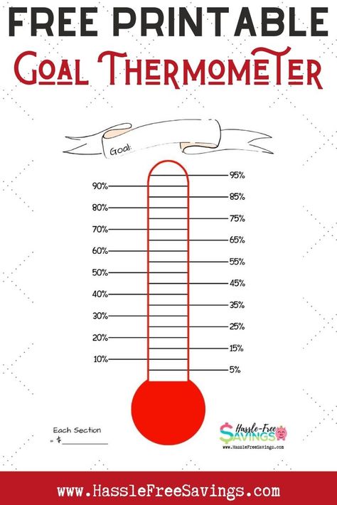 This FREE Printable Goal Thermometer can be used as a debt payoff thermometer or a savings thermometer. It is a great way to keep track of your progress toward reaching your goals! Goal Tracker Thermometer, Goal Thermometer Printable, Savings Thermometer, Fundraising Thermometer Templates, Goal Thermometer Templates, Goal Thermometer, Fundraising Thermometer, Goal Sheets, Free Goal Printables