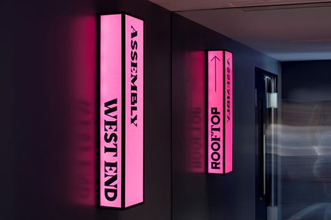 Video Lightbox Signage, Hotel Signage, Neon Box, Wayfinding System, Hotel Concept, Hotel Branding, Leicester Square, Wayfinding Signage, Web Banner Design