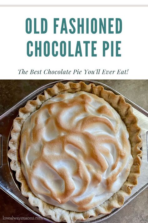 Old-fashioned chocolate pie Old Fashion Chocolate Cream Pie Recipe, Baked Chocolate Pie Recipe Old Fashioned, Cocoa Cream Pie, Chocolate Cream Pies Recipes, Old Fashioned Chocolate Pie With Meringue, Chocolate Pie For One, Cooked Chocolate Pie, Chocolate Pie Made With Cocoa Powder, Quick And Easy Chocolate Pie