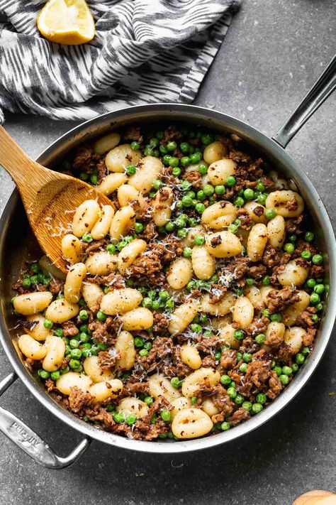 5-Ingredient Gnocchi with Peas and Sausage Gnocchi With Peas, Weekend Recipes, How To Cook Gnocchi, 5 Ingredient Dinners, Mild Italian Sausage, 5 Ingredient Recipes, For Keeps, Quick Dinners, Gnocchi Recipes