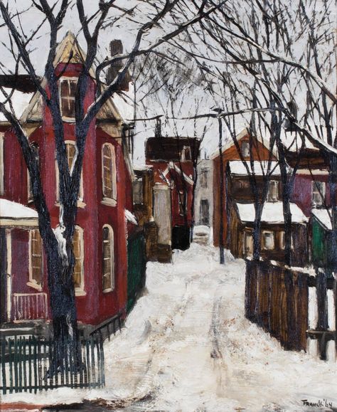 artist: albert j. franck Bus Home, Canadian Painters, House Painter, Building Painting, Home Painting, Winter Illustration, Celebrating Christmas, Winter Scenery, Canadian Art