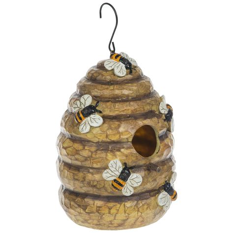 Beehive Birdhouse | Hobby Lobby | 5230917 Painting Bird Houses, Ceramic Garden Art, Alice In Wonderland Props, Garden Ceramics, Bubble Bee, Female Gnome, Bee Ideas, Bird Houses Ideas, Wood Birdhouses