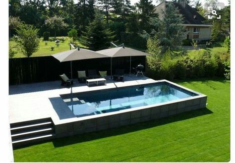 Raised pool Terrace Extension, Raised Pools, Moderne Pools, Piscina Interior, Backyard Design Layout, Small Swimming Pools, Modern Pools, Small Pools, Backyard Pool Designs