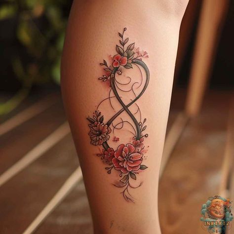 Infinite Ink: Exploring the Timeless Beauty of Infinity Tattoos: 110 Designs - inktat2.com Rose And Infinity Tattoo, Ad Infinitum Tattoo, Infinite Heart Tattoo, Infinity Tattoo With Flowers, Flower Infinity Tattoo, Double Infinity Tattoo, Infinity Knot Tattoo, Infinity Tattoo Family, Double Infinity Tattoos