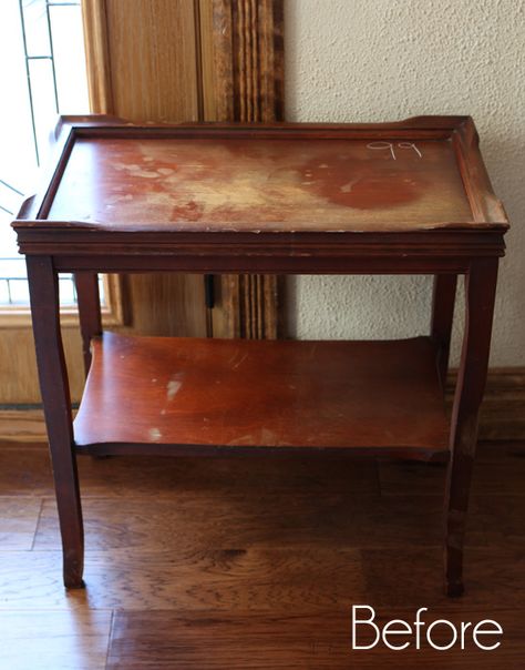 Furniture Makeover End Tables, Antique Night Stand Makeover, Redone Side Table, Old Coffee Table Makeover Wood, Painting Side Tables Ideas, Sofa Table Redo Furniture Makeover, Small Table Refinishing Ideas, Refinish End Tables, Side Table Refurbish Ideas