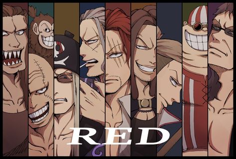 One Piece Red Hair Pirates, Shanks Film Red, Brian Tee, Luffy Fanart, Anime Black Hair, Film Red, One Piece Wallpaper Iphone, One Piece Funny, One Piece Images