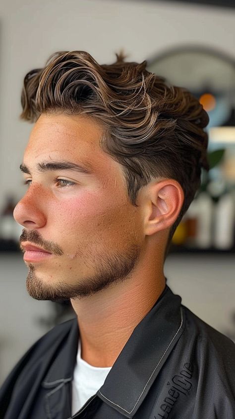 Gentleman's Guide: 24 Slicked-Back Hairstyles to Impress Men’s Wavy Mullet, Long Wavy Perm Men, Slicked Back Wavy Hair Men, Classic Hairstyle Men, Men’s Wedding Hairstyles, Textured Slick Back Men, Wavy Slick Back Men, Wavy Hair Styles Men, Mens Classic Hairstyles