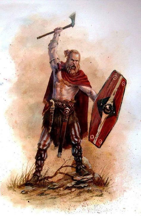 A Germanic warrior of the Suebi Fantasy Story Ideas, Germanic Tribes, Historical Warriors, Celtic Warriors, Ancient Celts, Rome Antique, Ancient Warfare, Armadura Medieval, Cthulhu Mythos