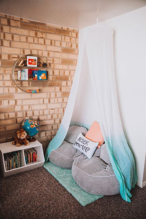 Reading Nook for Z with Pillowfort | Dearest Lou Dream Rooms, Cosy Bedroom, Reading Nook Kids, Bookshelves Kids, Cozy Reading Nook, Family Room Design, Remodel Bedroom, Bedroom Themes, Reading Nook