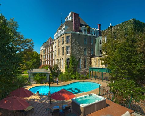 Awarded: Historic Hotels of America Ambassador of the Year Opened: 1886 Perfect for nature lovers, the hotel is surrounded by 15 acres of hiking trails and formal gardens. Visit crescent-hotel.com for more information.   - TownandCountryMag.com Cresent Hotel, Crescent Hotel Eureka Springs, 1886 Crescent Hotel, Crescent Hotel, Eureka Springs Ar, Eureka Springs Arkansas, Arkansas Travel, Spooky Places, Haunted Hotel