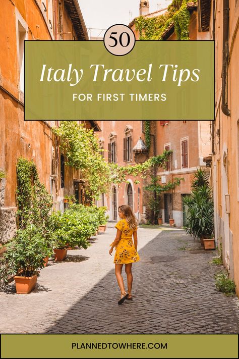 Get all of the Tips, Tricks, Advice, Do's, and Do Not's to know before your trip to Italy. Know what to wear, how to get around, best places to eat, and how to plan your day. Plus, read for safety tips and money tips. Have all of your Italy Travel Tips, all in one spot! Traveling To Italy Tips, What To Pack For Italy, Pack For Italy, Plan A Trip To Italy, Italy Tips, Italy Trip Planning, Traveling To Italy, Places To Visit In Italy, Italian Travel