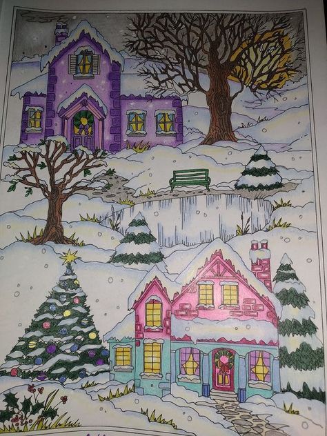 Winter Wonderland Drawing, Wonderland Drawing, Town Drawing, Teresa Goodridge, 4th Grade Art, 4th Grade, Last Night, Adult Coloring, Winter Wonderland