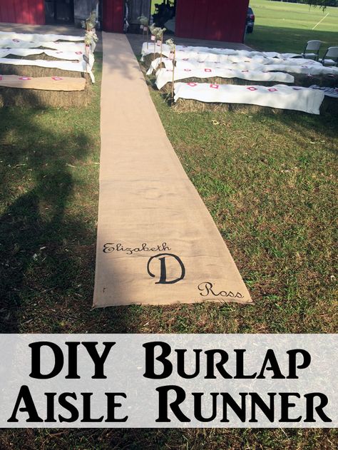 Make this DIY burlap aisle runner for your wedding! A gorgeous way to add a rustic touch to your barn wedding! Diy Country Wedding, Diy Wedding Aisle Runner, Wedding Isle Runner, Burlap Aisle Runner, Isle Runners, Backyard Wedding Ceremony, Wedding Isles, Rustic Wedding Ceremony, Aisle Runner Wedding