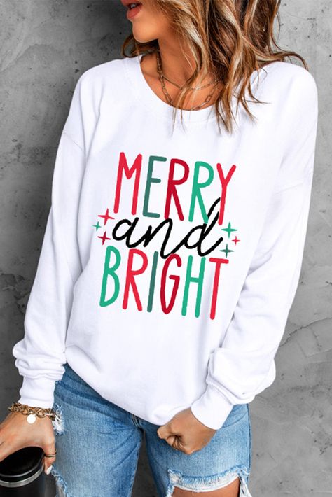 Holiday Crewneck, Lisa Fischer, Mein Style, Lingerie Romper, Bright Designs, Print Pullover, Christmas Sweatshirts, White Sweatshirt, Merry And Bright