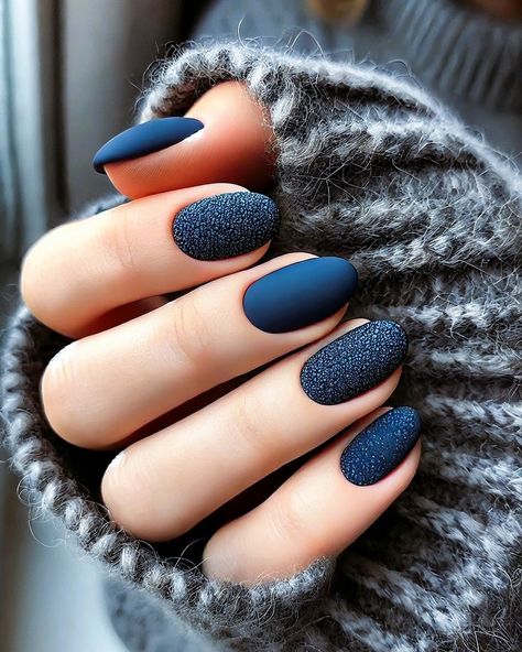 Tamara Margaryan (@naildesignby_tamara) • Instagram photos and videos Navy Nails Design Winter, Matte Navy Blue Nails Design, Russian Navy Nails, Nails To Go With Blue Dress, Matt Blue Nails, Nails That Go With Navy Blue Dress, Nail Designs For November, Matte Navy Nails, Dark Blue Nails Acrylic