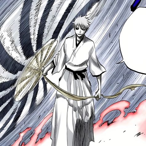 White Ichigo And Ichigo, White Ichigo Pfp, White Ichigo Manga, White Ichigo Icon, Bleach Manga Ichigo, Bleach Icon Manga, Zangetsu Manga, Bleach Pfp Manga, Bleach Colored Manga