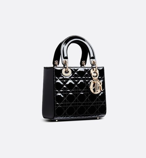 Small Lady Dior Bag Black Patent Cannage Calfskin | DIOR Lady Dior Bag Black, Lady Dior Patent, Designer Things, Lady Dior Handbag, Dream Bag, Small Lady, Christian Dior Couture, Dior Handbags, The Lady