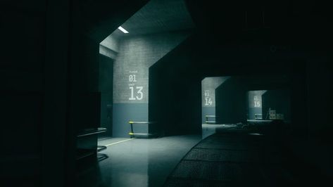 Scp Facility Concept Art, Dystopian Office, Dystopian Aesthetic, Brutalism Architecture, Spaceship Interior, Bg Design, 3d Studio, Brutalism, Environment Concept Art