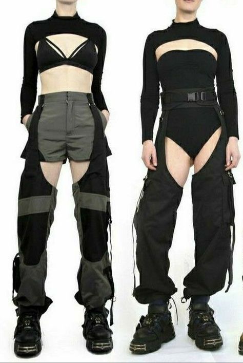 Motor Cycle Outfit, Chap Pants Outfit, Hip Window Outfit Men, Futuristic Fashion Cyberpunk, Technopunk Fashion, Gopnik Fashion, Dark Cyberpunk Outfit, Neo Futurism Fashion, Kpop Guy Outfits