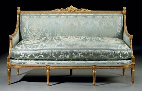 A LOUIS XVI GILT WALNUT CANAPE | BY GEORGES JACOB, CIRCA 1775 | 18th Century, sofa | Christie's Louis Xvi Furniture, Victorian Sofa, Rustic Furniture Diy, Swedish Furniture, Jean Baptiste, Retro Furniture, French Furniture, Classic Furniture, Settee