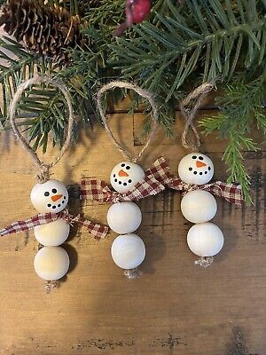 Top Seller for Set of 3 Handmade Wood Bead Snowman Ornaments Christmas Winter Decor, Christmas Home Decor Hanger Christmas Decoration, Crafts With Cinnamon Sticks, Fit Christmas Decorations, Small Christmas Crafts To Sell, Christmas Wooden Bead Crafts, Snowmen Wood Crafts, Homemade Christmas Gifts From Grandkids, Walnut Christmas Ornaments, Beaded Snowman Ornament