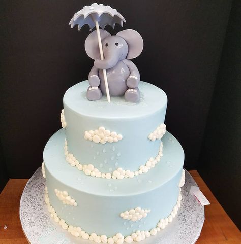 Rain Cake Ideas, Raindrop Cake, Sky Cake Cloud, Rain Sprinkle Baby Shower Ideas, Rain Cake, Rain Baby Showers, Fondant Elephant, Rain Baby, Fruity Cake