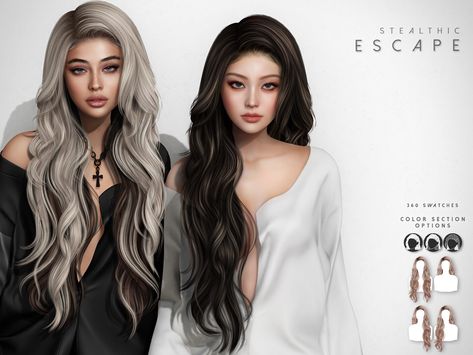 Sims 4 Stealthic Hair, Sims 4 Cc Hair Extensions, Stealthic Sims 4 Hair, Sims4 Hair Cc Alpha, Sims Hair Alpha, Sims 4 Long Curly Hair, Alpha Cc Hair, Second Life Hair, Sims 4 Long Hair