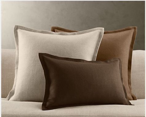 Pillows Beige Bed Linen, Linen Couch, Upholstered Daybed, Deco Nature, Brown Pillows, Linen Pillow Covers, Pillow Collection, Belgian Linen, Pillows And Throws