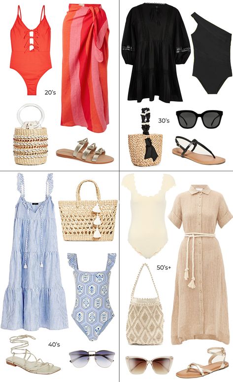 Fancy Beach Outfit, Humid Summer Outfit, 2023 Beach Outfits, Spring Beach Outfits, Beach Style Fashion, Cruise Attire, How To Have Style, Beach Vacation Style, Style Collage