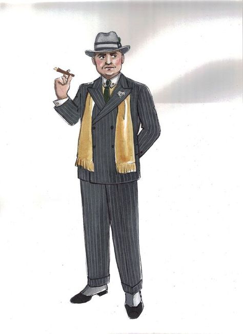 Theatre Costume Design, The Drowsy Chaperone, Drowsy Chaperone, Costume Renderings, Costume Design Sketch, Susan Branch, Movie Design, Cut Out People, Zoot Suit