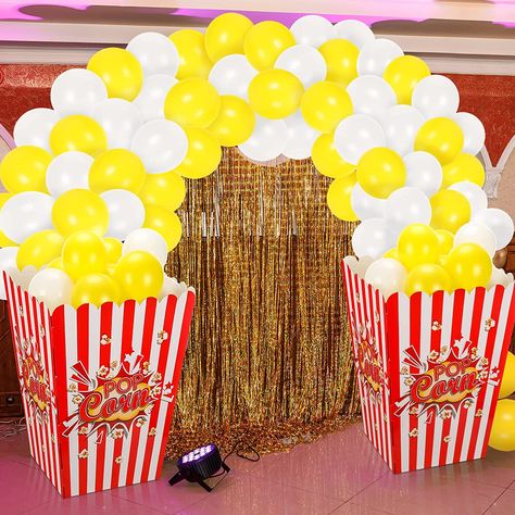 Monopoly Theme, Popcorn Theme, Cardboard Stand, Popcorn Stand, White Popcorn, Movie Popcorn, Carnival Decorations, 50 Balloons, Movie Themed Party