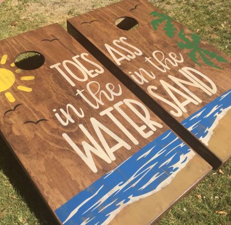 Diy Cornhole Game, Summer Backyard Fun, Painted Corn Hole Boards, Diy Cornhole Boards, Cornhole Boards Designs, Corn Hole Boards, Corn Hole Diy, Cornhole Designs, Zac Brown