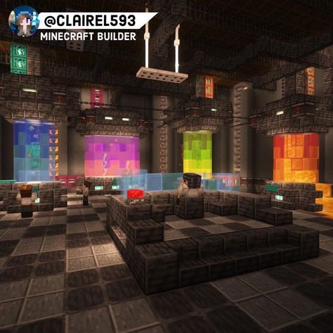 Minecraft Jail Cell Ideas, Minecraft Cyberpunk Ideas, Minecraft Batcave, Minecraft Lab Ideas, Minecraft Dungeon Build, Minecraft Nightclub, Minecraft Laboratory Ideas, Cyberpunk Minecraft Builds, Minecraft Dungeon Ideas