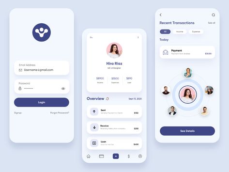 Finance Mobile Application-UX/UI Design by Hira Riaz🔥 for Upnow Studio on Dribbble Online Payment Design, Payment Ui Design Mobile, Transaction History Ui, History Ui Design, Payment Ui Design, Application Ui Design, Profile App, Mobile Design Patterns, Ux Design Mobile